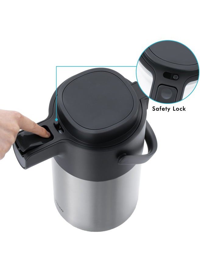 Tiken Airpot Coffee Dispenser with Pump - Thermal Coffee Carafes for Keeping Hot - Beverage Dispenser - 3000ML Stainless Steel Insulated Carafe, Silver - Image 3